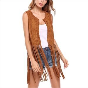 🎉HP🎉Urban Fringe Vest Faux Suede Tassels Brand New Design
